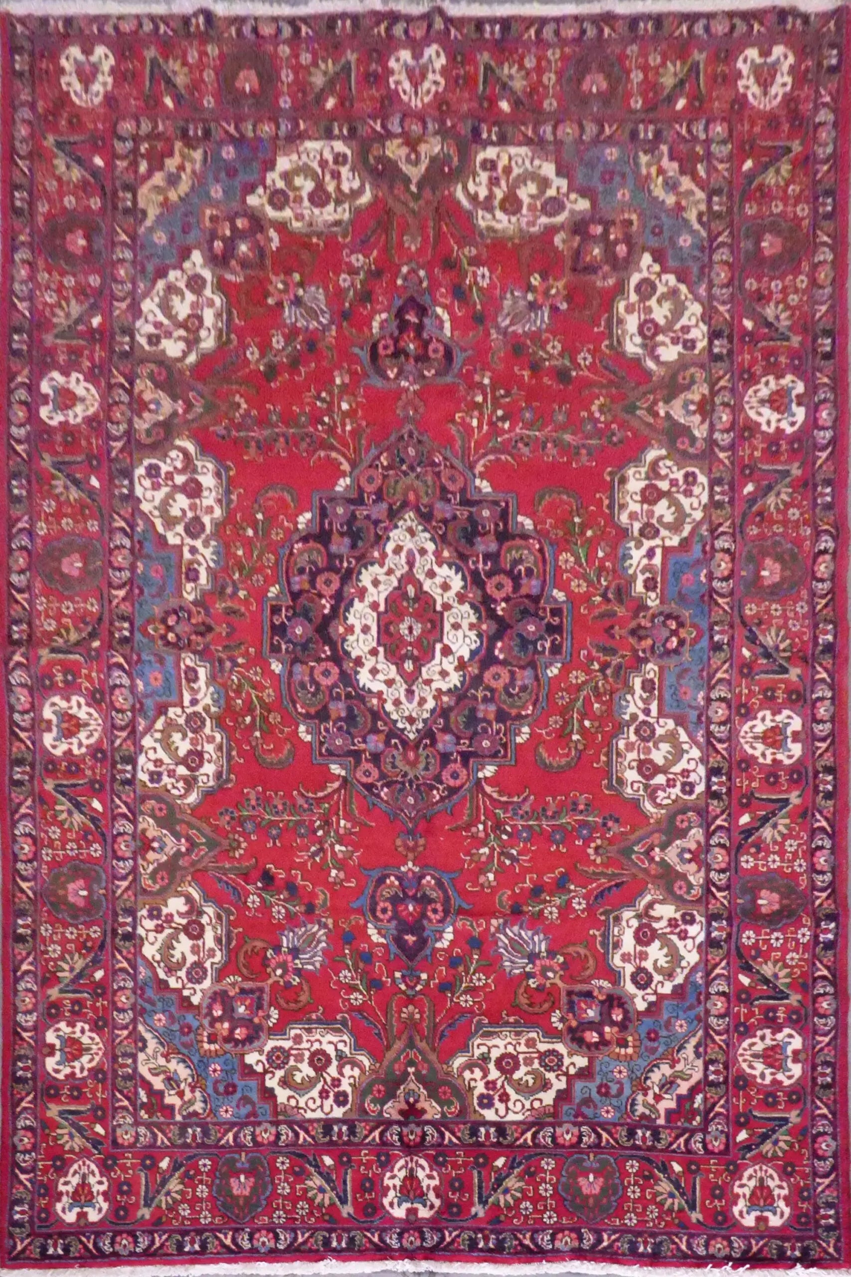 Joshghan Semi Antique Hand Knotted Persian Joshghan Tabriz Rugs Red, 10'11" X 7', Panr02481 (Red : 10668)